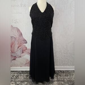 JKara Black Beaded Gown Size 16